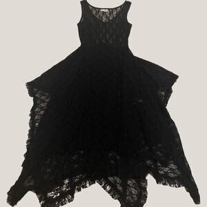 Areve S Black Lace Dress | Handkerchief Hem, Romantic Fit & Flare, Cottagecore